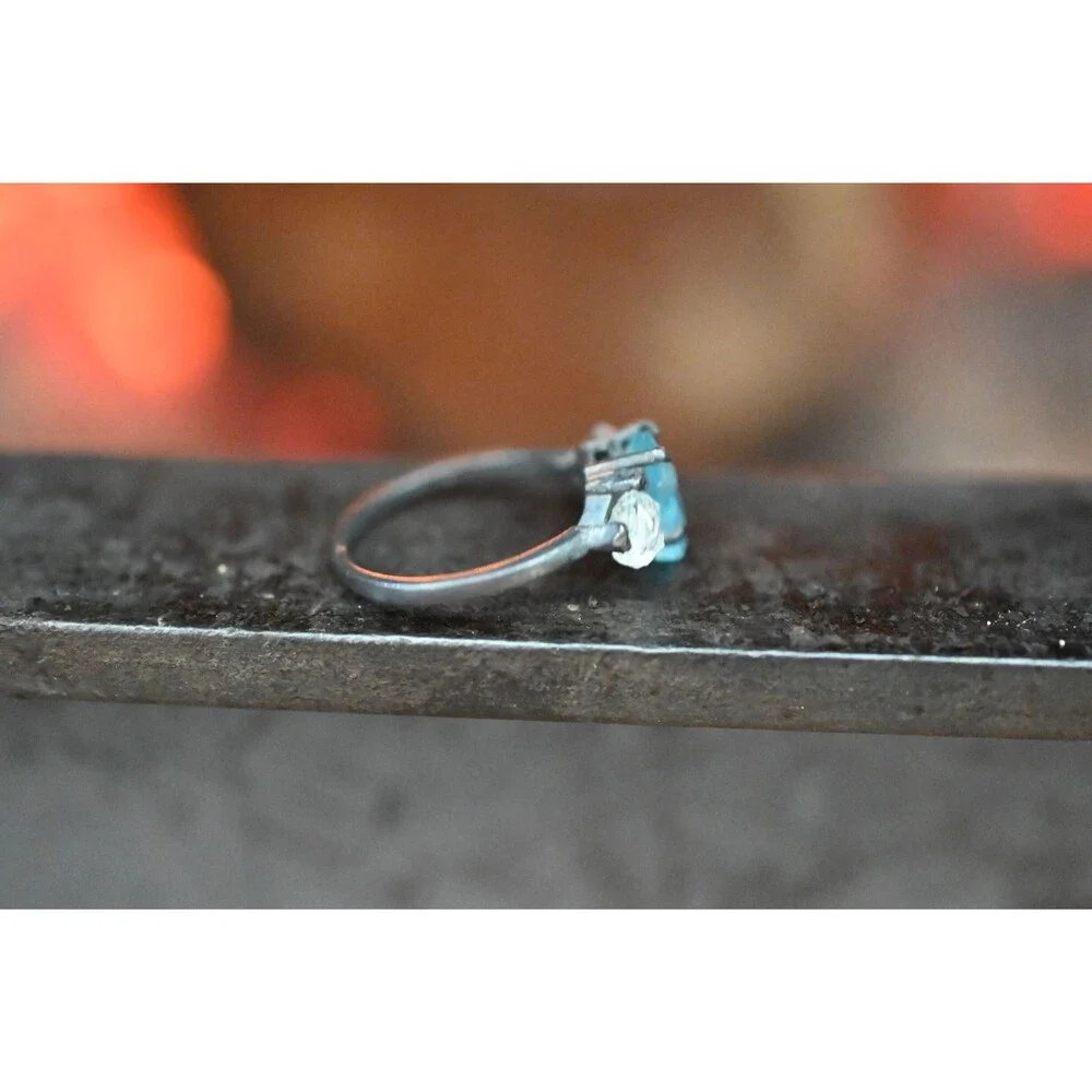 Aquamarine Engagement Ring Rough Blue Gemstone Natural Uncut Aquamarine Wedding - Picture 2 of 5